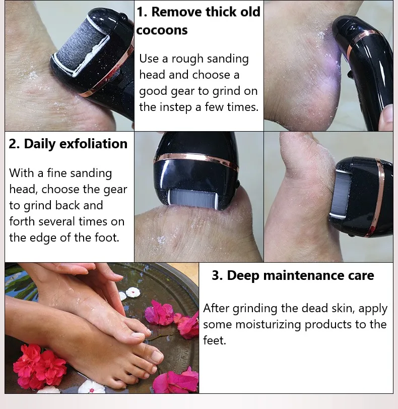 New 6PCS Foot Care Tool Heads Pedicure Hard Dead Skin Callus Remover Refills Replacement Rollers Foot Files Accessories