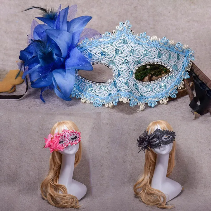 Sexy Diamond Mask Venice Feather Flower Wedding Carnival Party Performance Purple Costume Sex Lady Mask Masquerade