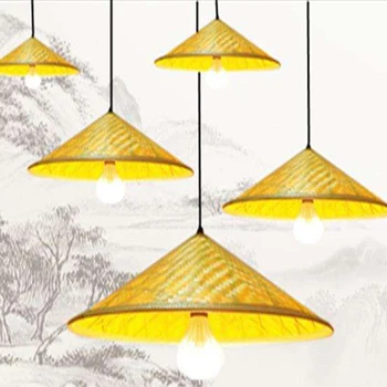 

Lighting bar straw chandelier characteristic chandelier file retro coffee shop Dou Li national style bamboo weaving circle