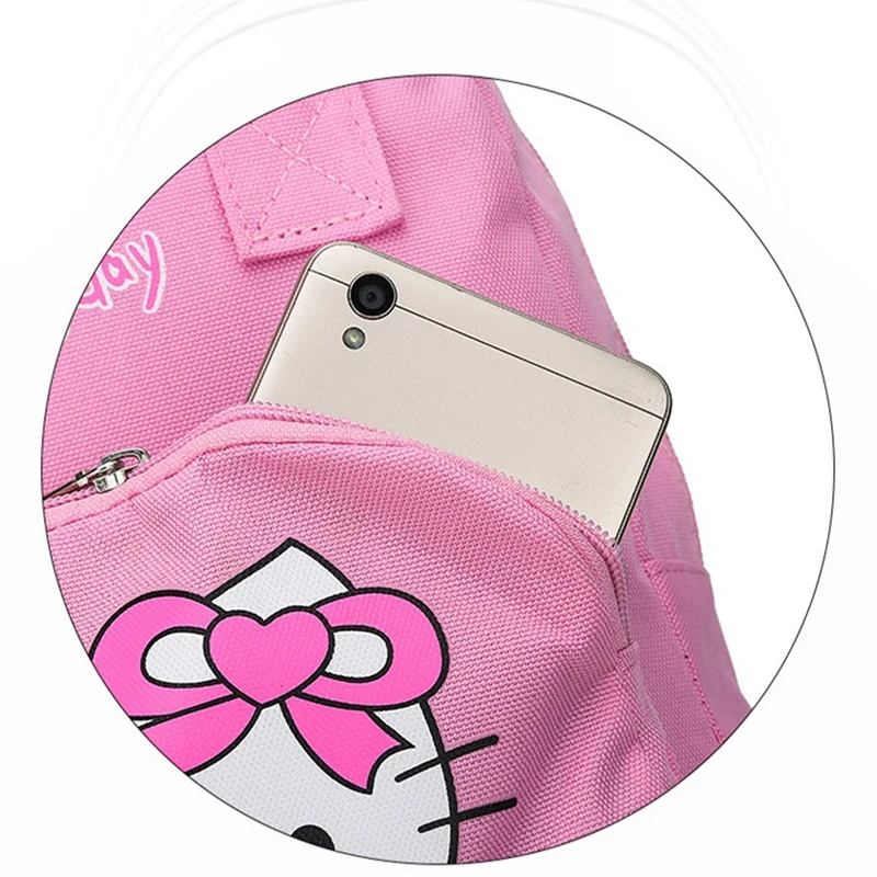 Рюкзак для девочек с принтом HELLO KITTY Милая розовая сумка Студенческий рюкзак из