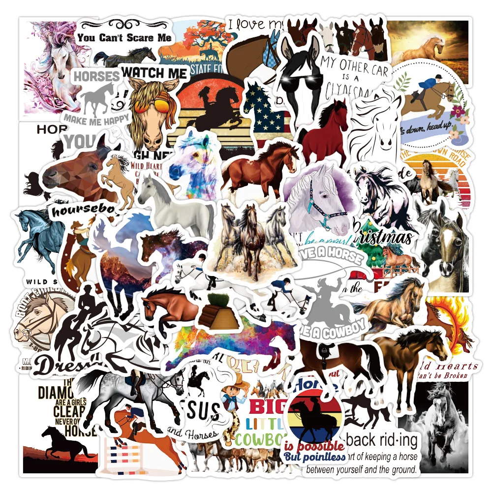 10/30/50PCS Horseman Equestrian Horse Stickers Aesthetic Laptop Water