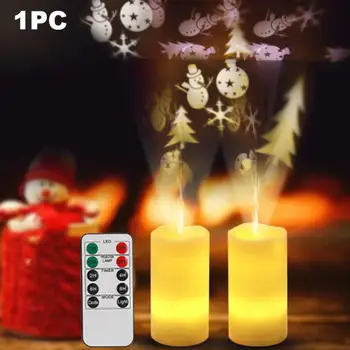 

Christmas Decoration Battery Operated Night Light Lamp Flameless Snow Projector Kids Gift Party LED Candle Home Wedding New Year
