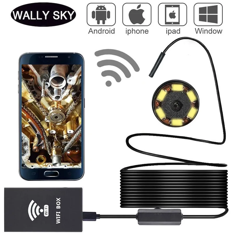 5.5mm wifi endoscópio câmera 1080p 6 leds inspeção borescope câmera