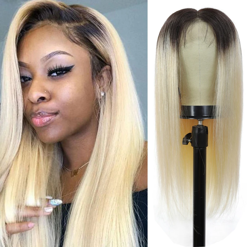 13x4 Lace Front Human Hair Wigs Brazilian 613 Ombre Blonde Lace Wigs For Black Women Pre Plucked Straight Remy Hair Wig 150%