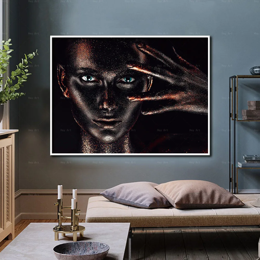 Black African Woman Figure Portrait Canvas Painting Posters and Prints Wall Art Picture for Living Room Home Decor Black African Woman Figure Portrait Canvas Painting Posters and Prints Wall Art Picture for Living Room Home Decor