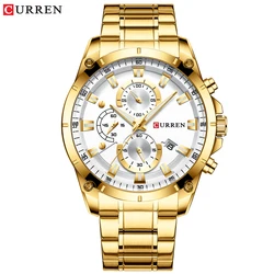 CURREN Men's Luxury Waterproof Automatic Date Watch with Gift Box (Gold)