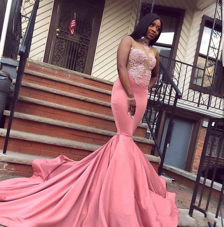 Zwarte Meisjes Mermaid Prom Jurken Lange 2020 Sexy Sheer Bust Roze Formele Avondjurken Lace Cocktail Party Jurk Zoete Zwarte Meisjes Mermaid Prom Jurken Lange 2020 Sexy Sheer Bust Roze Formele Avondjurken Lace Cocktail Party Jurk Zoete