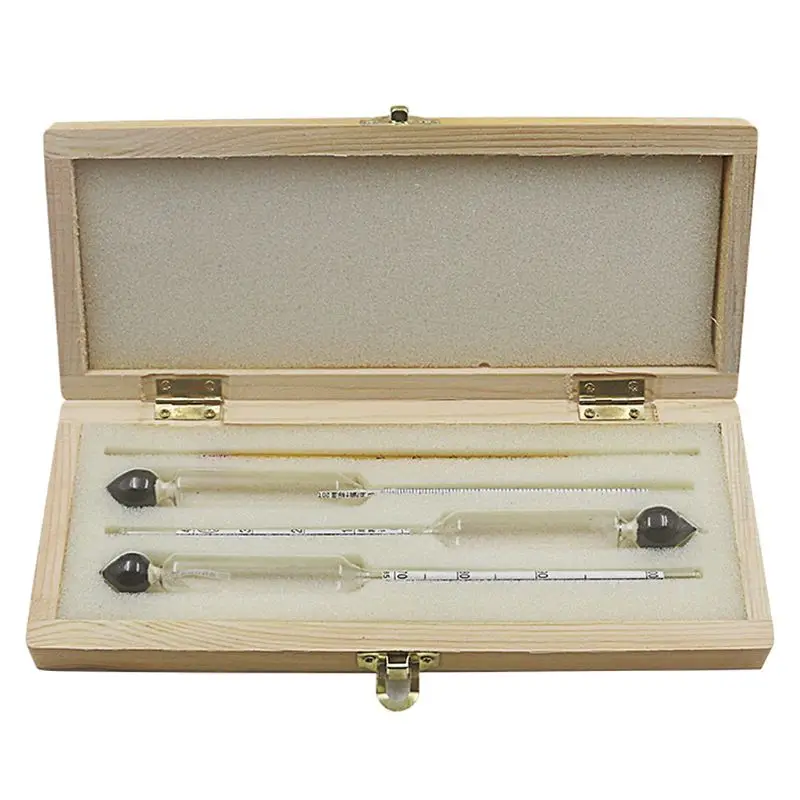

3pcs Alcohol Meter Hydrometer Tester 0 to 100% With Thermometer Gadget Case Kit For Wine Instruments 83XA
