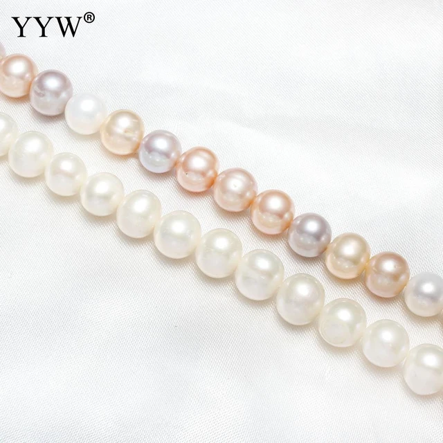 Zhe Ying Genuine Freshwater Pearl Beads for Jewelry Making, 0.8mm Hole  Cultured Potato Shape Pink Pearls for Bracelet Making Loose Beads (Pink  5-6mm
