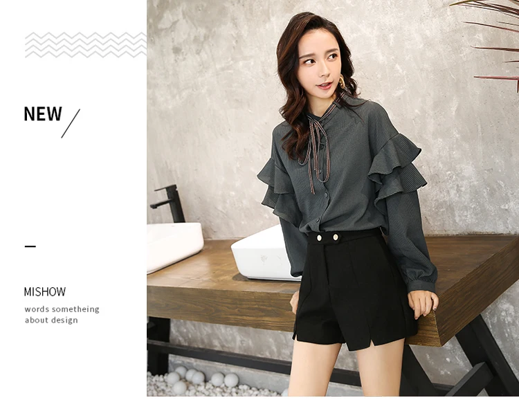Wide Leg Shorts Women Autumn Winter High Waist Short Pants Pockets Outwear Shorts Plus Size Gray DC25