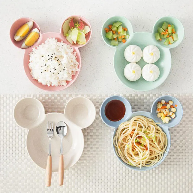 Одежда для детей с изображением мультипликационных персонажей Мышь тарелка «Микки Маус» блюда Коробки для обедов малыш детские, для малышей младенцев рис для детей кормушки Пластик блюдо для закусок посуда
