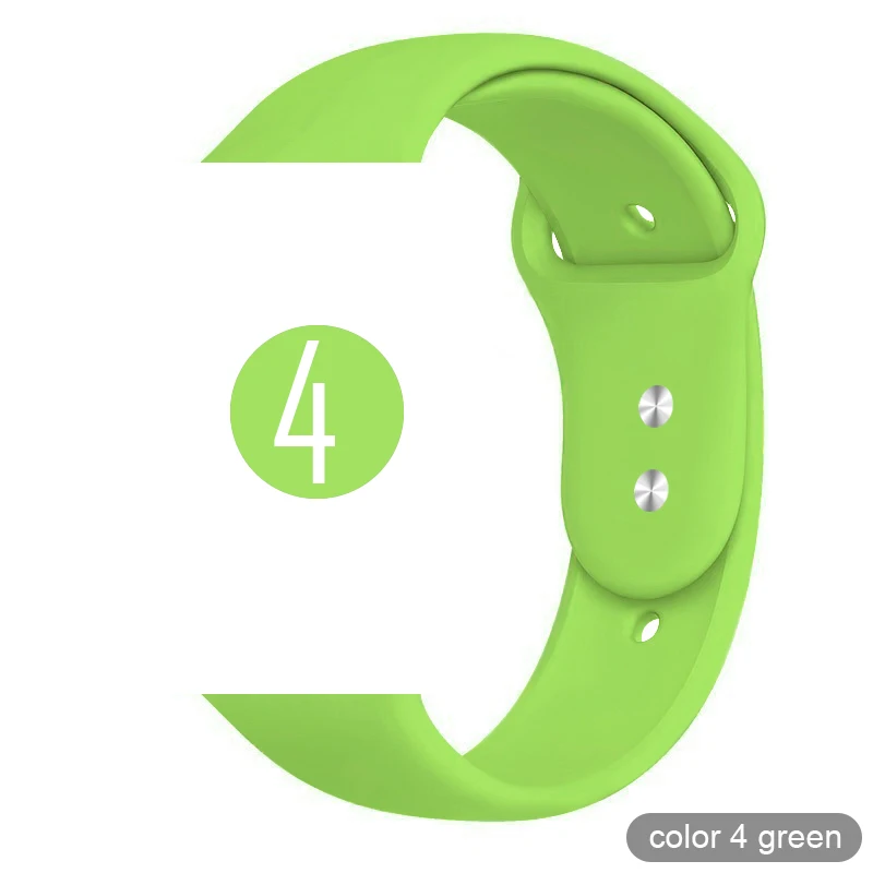 4 Green Мягкий силиконовый спортивный ремешок для Apple Watch 5 4 3 2 1 38 мм 42 мм, резиновый ремешок для часов Iwatch series 5 4 40 мм 44 мм - Цвет ремешка: 4 Green