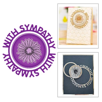 

2020 New Round Edge Words With Sympathy Chrysanthemum Background Metal Cutting Dies For Scrapbooking Card Paper Making No Stamps