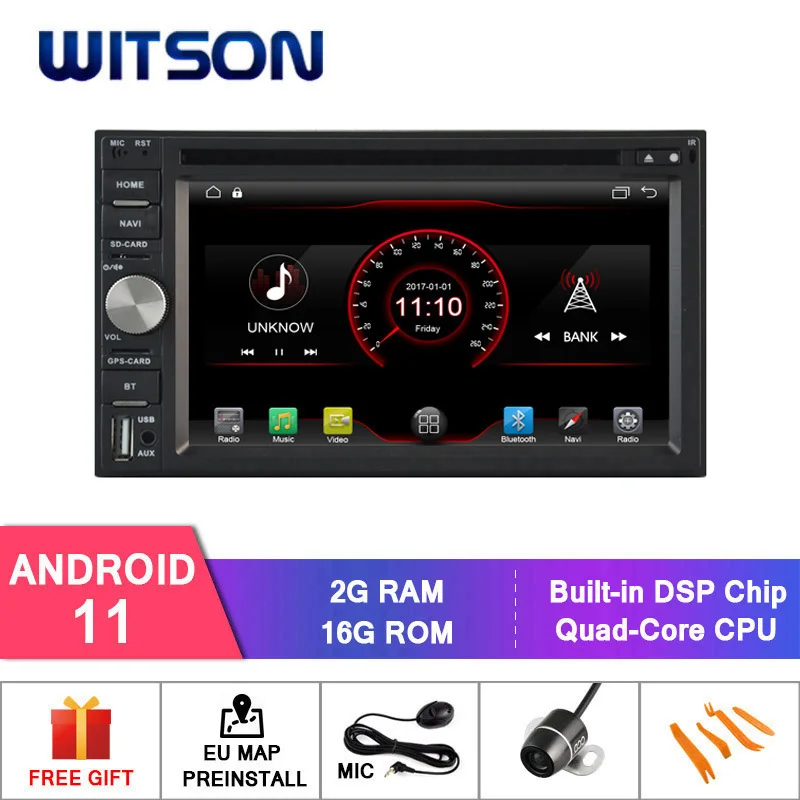 Автомобильный радиоприемник WITSON Android 11 2 Гб ОЗУ 16 флэш-памяти Универсальный