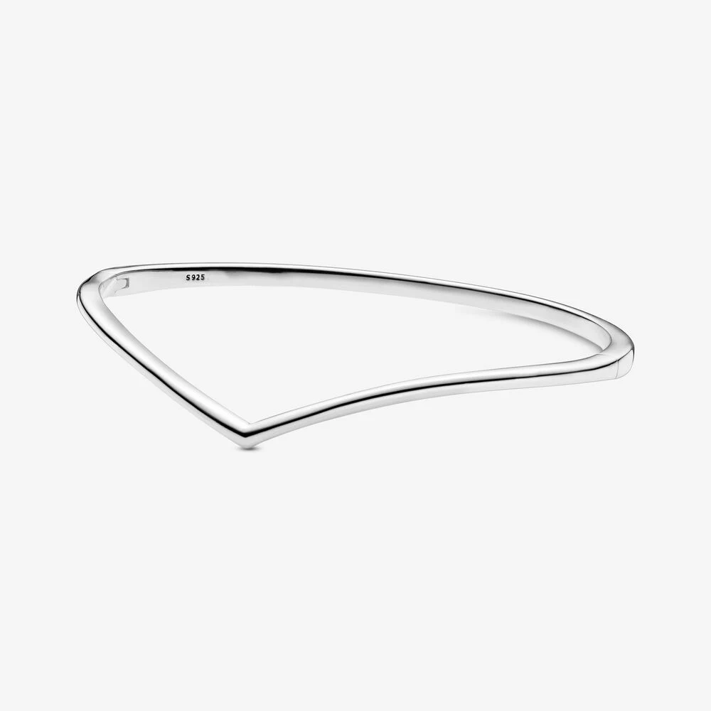 

Polished Wishbone Bangle Argent 925 Sterling Silver Bangles for Women Fine Jewelry Gift Bracelet Femme