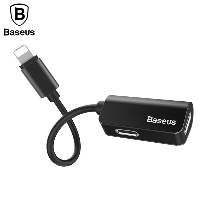 Baseus 2in1 for Lightning Extension Cable for iPhone 8 10 X Charger Splitter Headphone Adapter for iPhone 7 Charging Adapter