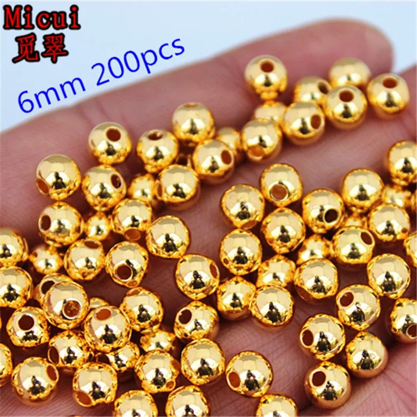 6mm 200PCS Micui 5/6/8 мм круглые бусины золотого цвета Цвет полукруглых искусственных жемчужин, шить на одежде "сделай сам" для изготовления ювелирных изделий Аксессуары MC148 - Цвет: 6mm 200PCS