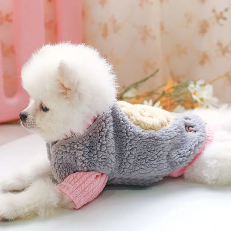 Одежда для домашних животных милый плюшевый теплый зимний свитер с цветами