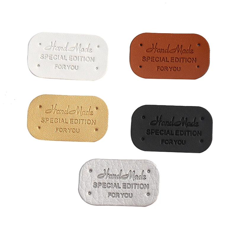20Pcs Handmade Rounded Corners Embossed Color-changing PU Leather Label For DIY Bag Clothing Hat Scarf Ornament | Дом и сад