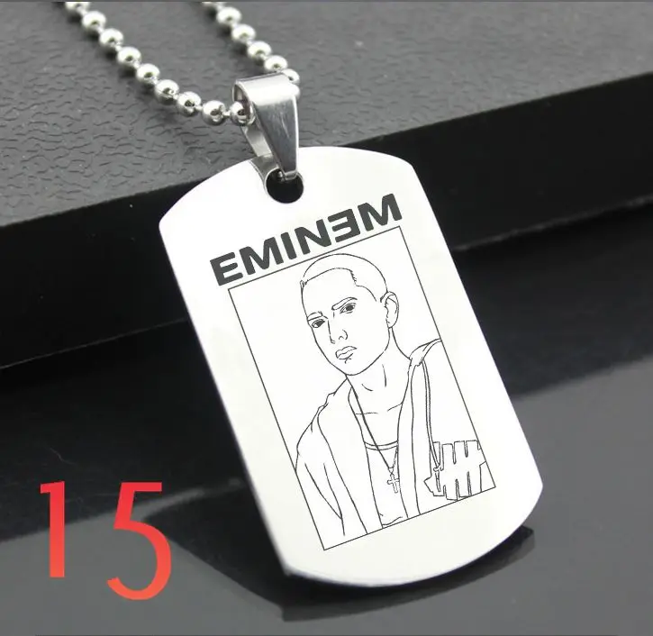 Eminem XH01 классический брелок из нержавеющей стали модные гравировальные бирки стальная подвеска-открытка для ожерелья - Цвет: Прозрачный