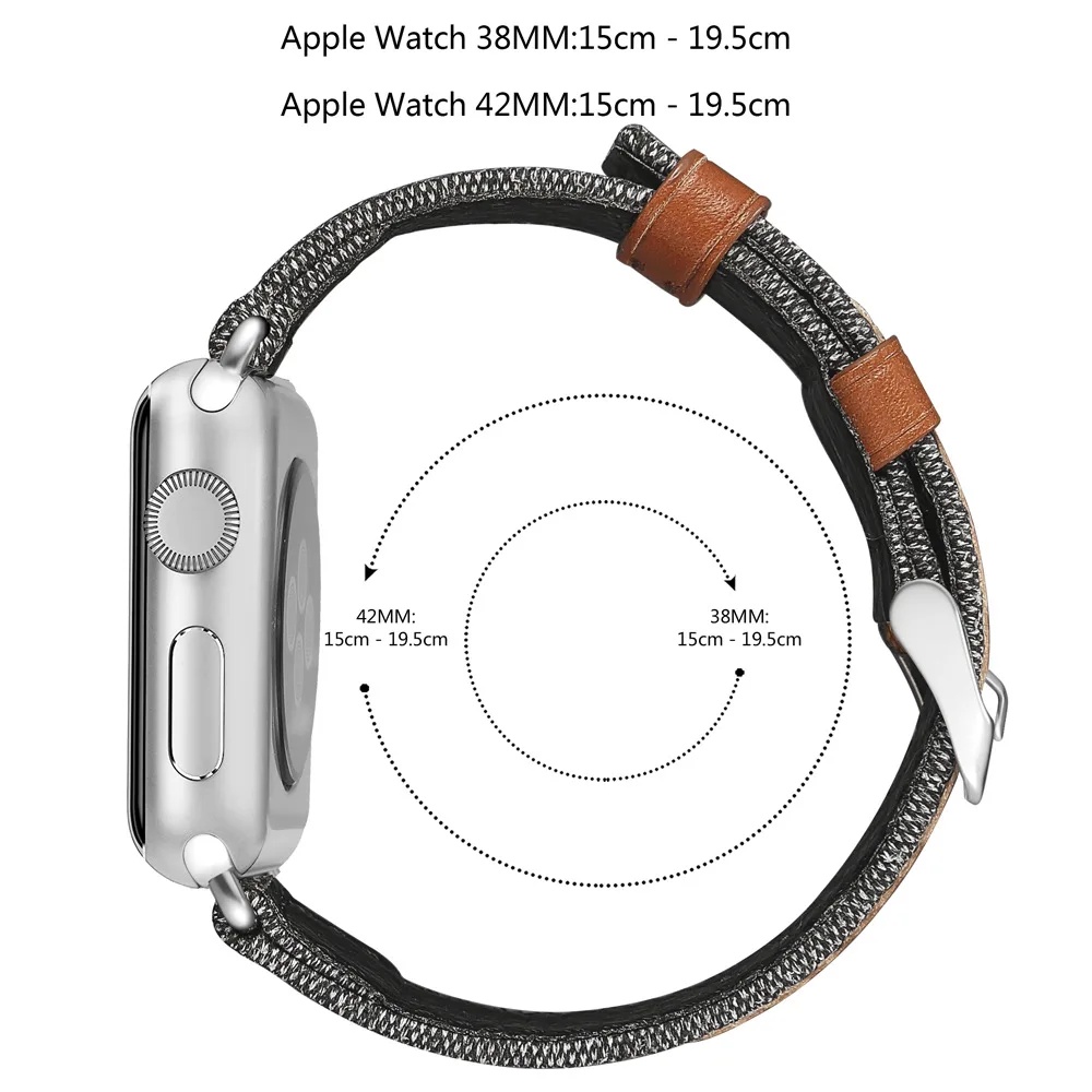 Модный ремешок из ткани и кожи для Apple Watch 38 мм 42 мм для iWatch 40 мм 44 мм Серия 2 3 4 5 ремешок для часов браслет