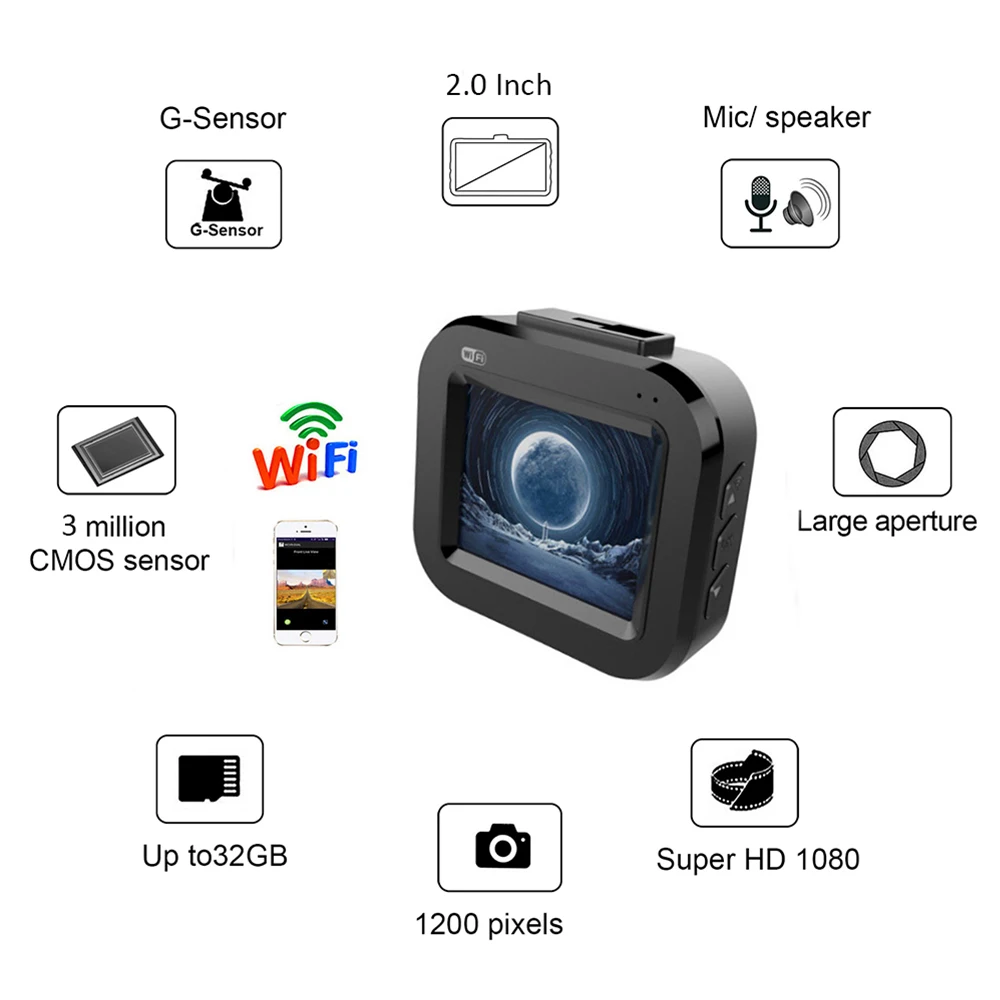 Автомобильный видеорегистратор Wi Fi 1080P Full HD автомобильная камера детектор