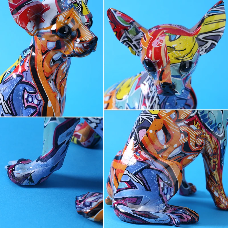 Details about   Creative Color Bulldog Chihuahua Dog Statue Ornaments Home Decors Resin Crafts 
