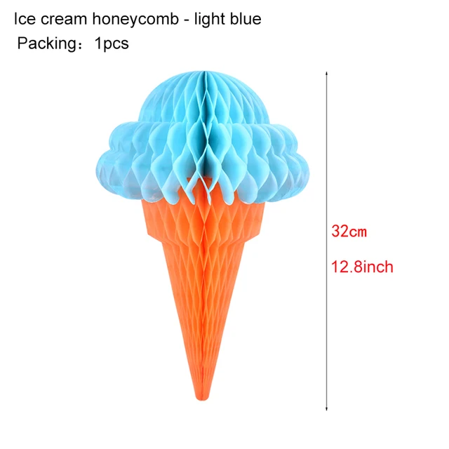Ice Cream Summer Party Decoration Honeycomb Hanging Decor Boy Birthday Baby Shower Tropical Hawaiian Ice Cream Banner Supplies blue