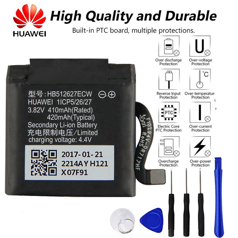 

Original Huawei HB512627ECW Battery For Huawei Watch2 Pro 4G EO-DLXXU Porsche Design HB512627ECW Battery 420mAh