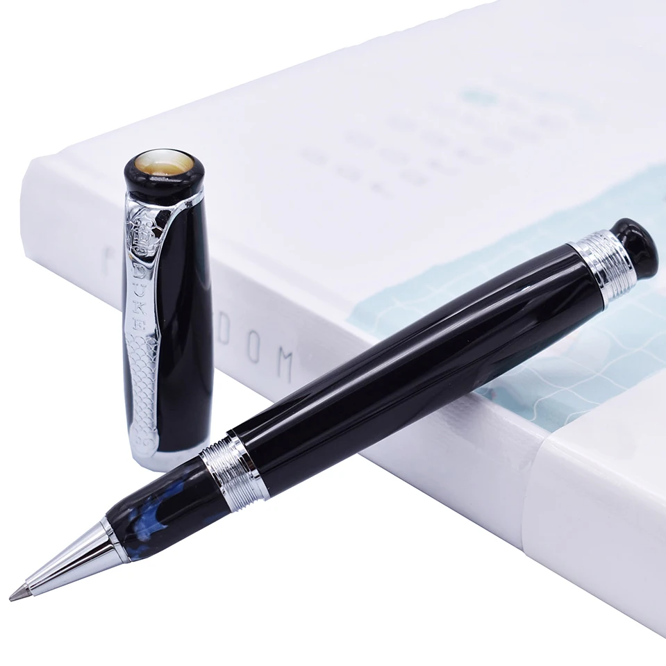 Классическая Ручка-роллер Duke Tutor, Черный Бочонок и белый жемчуг сверху, идеально подходит для бизнес-офиса дома или подарка