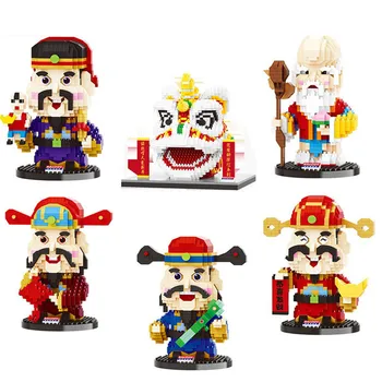 

3D Chinese New Year God DIY Building Diamond Blocks Toy jubilant Lion dance educational assembly brick Jouets Juguetes Игрушки