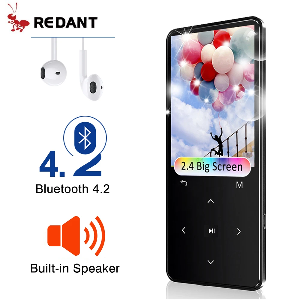 REDANT MP4 плеер с bluetooth портативный mp3 музыкальный mp 4 media slim 2 дюйма сенсорные клавиши