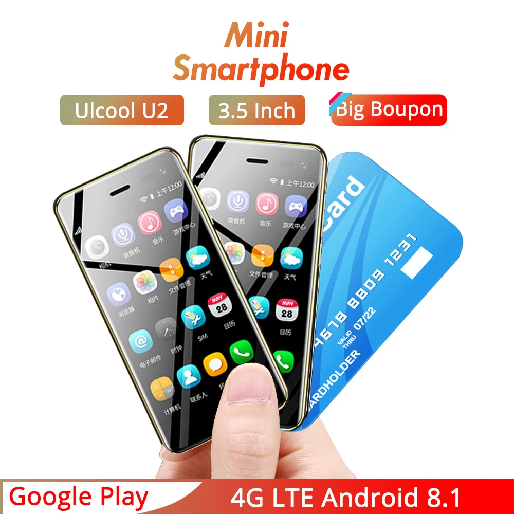 Мини Мобильный телефон U2 Android 8,1 Google Play 3,15 дюймов экран MTK6739 1 ГБ 8 ГБ 5 МП 4G смартфон
