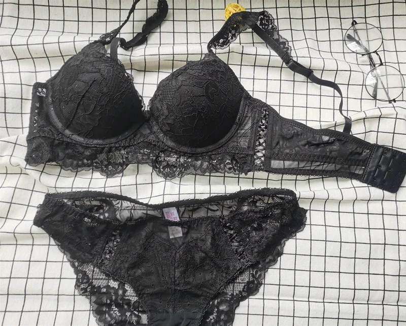 push up lace bra set