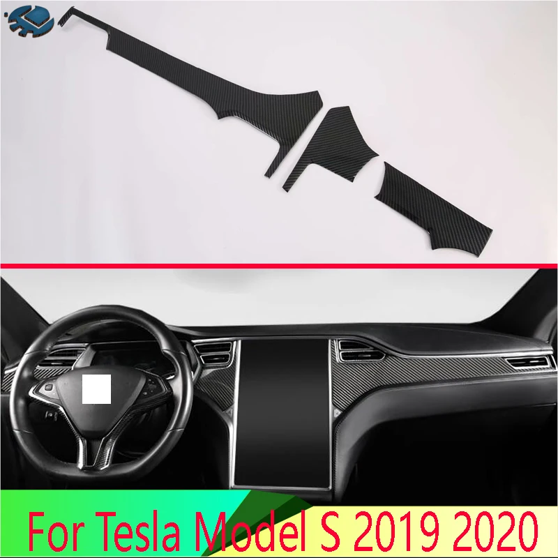 For-Tesla-Model-S-2019-2022-Car-Accessories-Carbon-Fiber-Style-Center ...