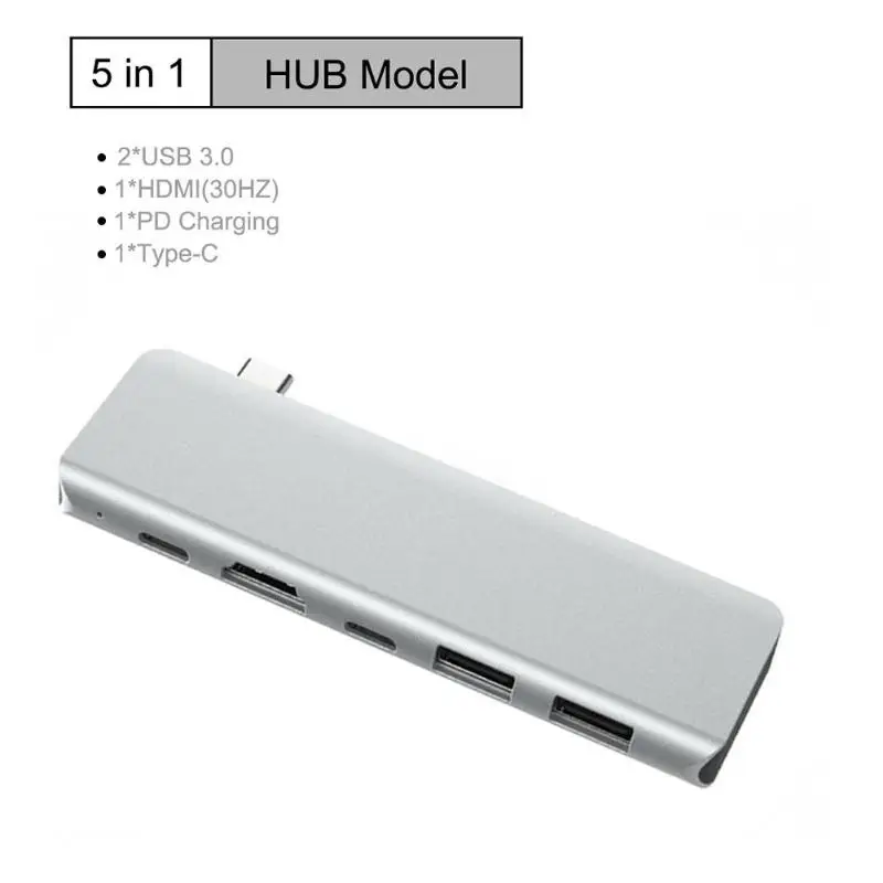 5 в 1 type-C концентратор USB-C до 4 к HDMI USB-C USB3.1 PD Charing адаптер Thunderbolt 3 Расширение Док-станция для MacBook Pro