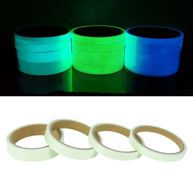 3M 4 Sizes Safety Sign Glow In The Dark Self-adhesive Luminous Tape Green Fluorescent Home Safety Stage Decorations Warning Tape