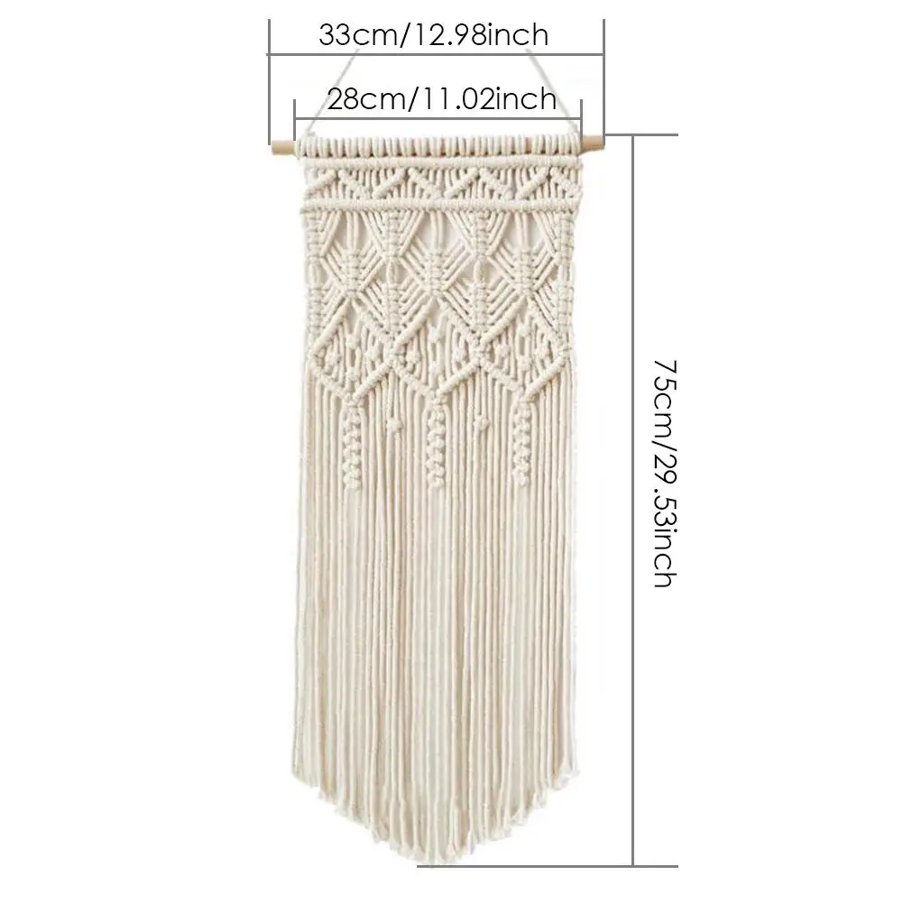 Гобелен в скандинавском богемном стиле ручной работы из хлопчатобумажной веревки с кисточками, Настенный декор макраме