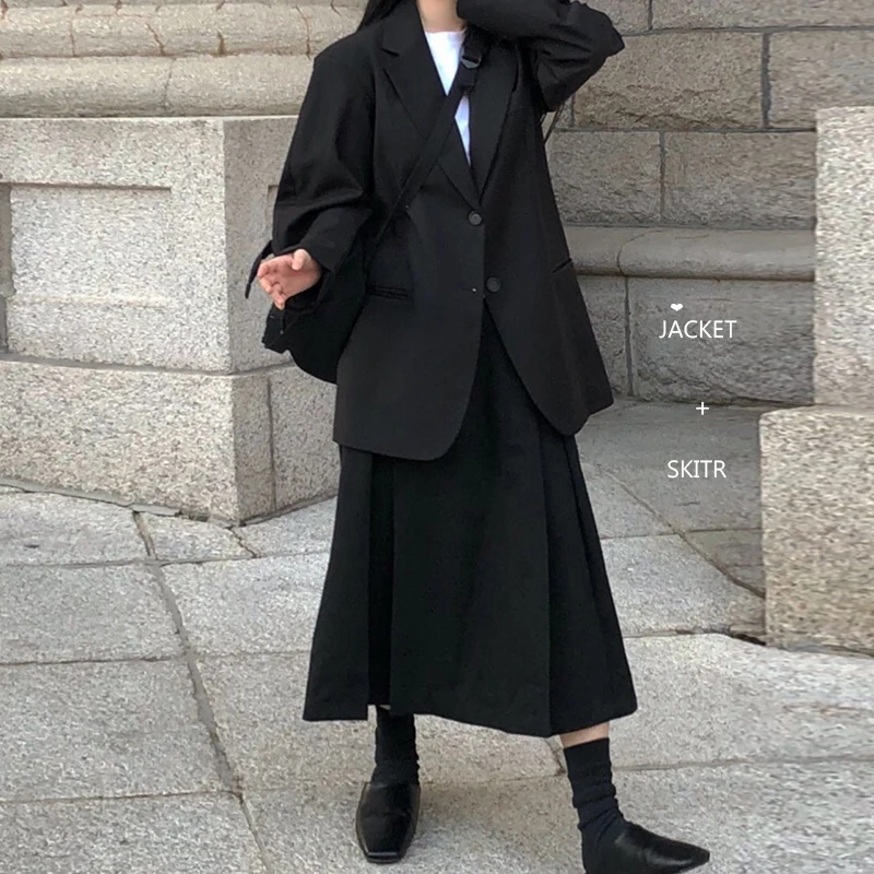 

[EWQ] Two Buckle Loose Female Coat Solid Color Long Sleeve Casual Wild Lady Trend Coat Feminino 2019 Autumn New QK356