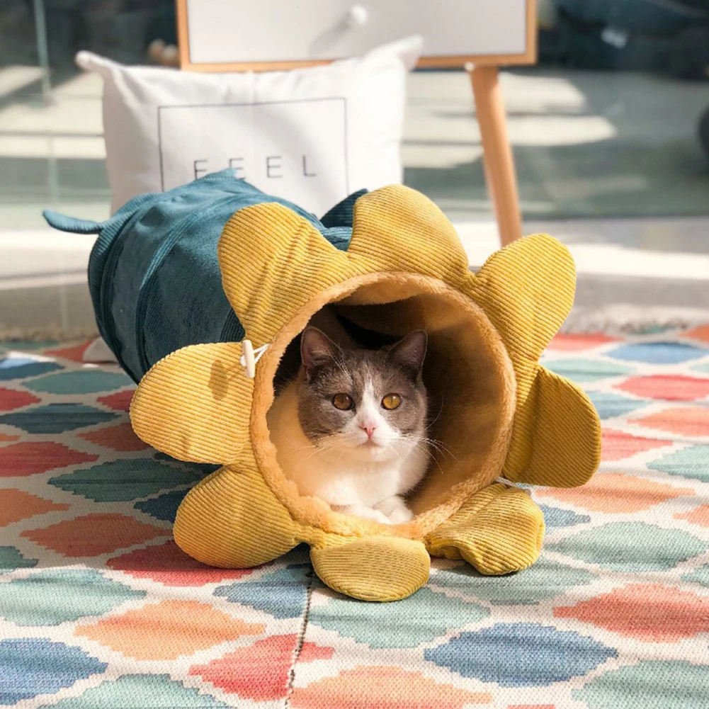Собака Играет кошачий туннель Pet гнездо один размер игрушка вельветовые универсальные теплые, милые, миленькие в японском стиле(«складной зимний спальный растительная форма