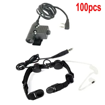 

100X 2 PinTactical Earpiece Throat Microphone Covert Acoustic Tube with Finger PTT for Kenwood TH-K2/K2E/K2ET/21/22 Radio