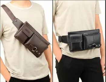 

Leather Waist Packs Men Waist Bags Fanny Pack Belt Bag Phone Bags Travel Waist Pack Male Small Waist Bag Leather