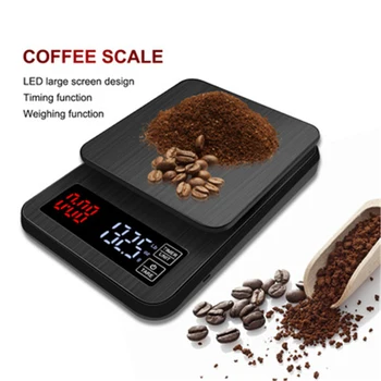 

3KG/0.1g 5KG/0.1g Electronic Scale with Timer Kitchen Scale Digital Drip Coffee Scale Home LED Baking Food Scale 2 Power Supply