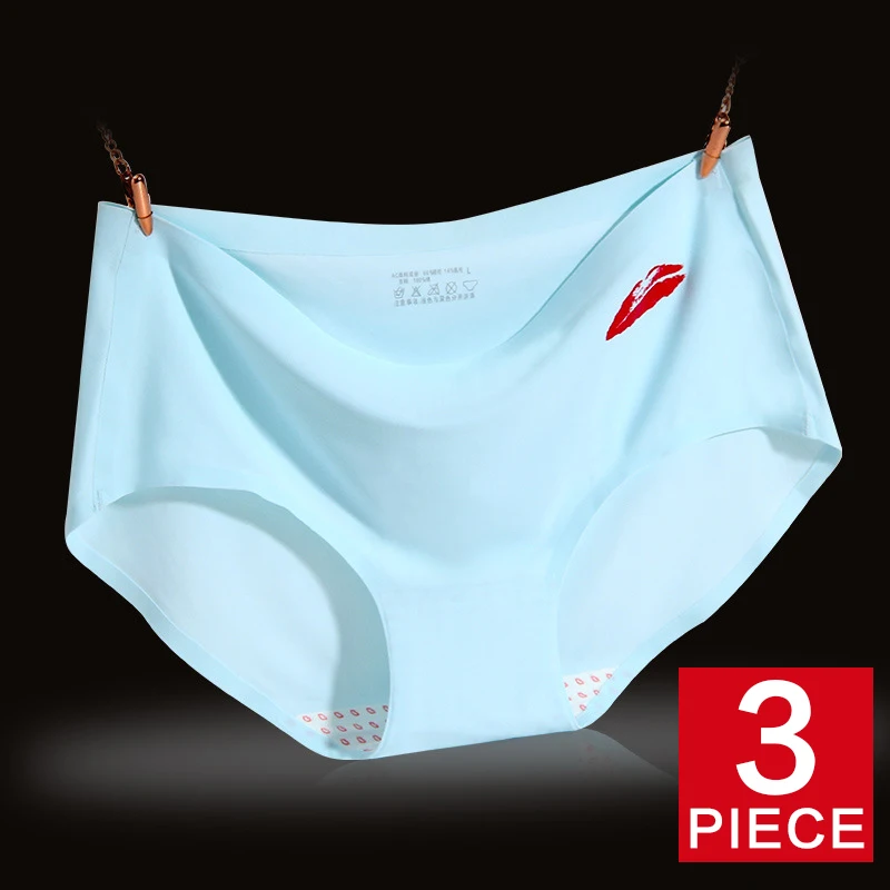 N 3pcs 3 шт./партия, женские сексуальные трусики, нижнее белье из ледяного шелка, трусы, комфортное нижнее белье, штаны со средней талией, женские стринги под брюки# F - Цвет: N 3pcs