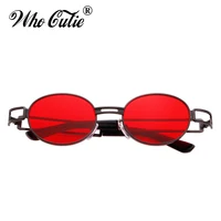 WHO CUTIE Steampunk Sunglasses Retro Round Metal Men Women Brand Designer 90S Vintage Small Oval Sun Glasses Goggle UV400 OM566 3