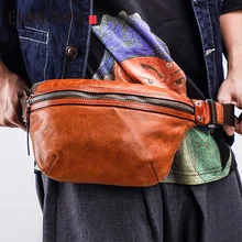 EUMOAN, мужская кожаная маленькая сумка на пояс, Ретро стиль, повседневная, мягкая, кожаная, нагрудная сумка, косой крест, многофункциональная сумка на плечо