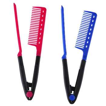 

1 Pc Women V Type Design Hair Straightener Comb Folding Hair Sort Out Pink / Blue Modeling Salon Hairdresser Combs Styling Tool