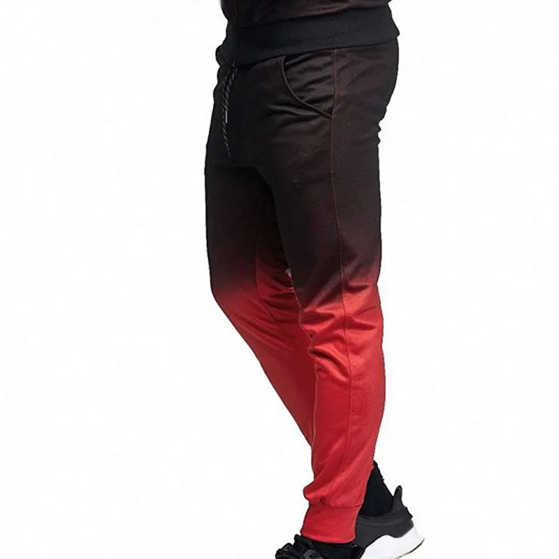Red Pants Мужская спортивная одежда, 3D принт, плиссированные толстовки на молнии с капюшоном, повседневный осенний полосатый пиджак со складками+ брюки, градиентные наборы - Цвет: Red Pants