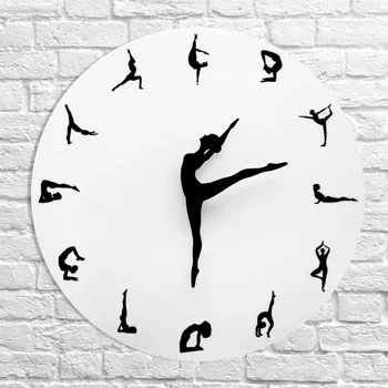 

Fashion DIY Acrylic Wall Clock Yoga Pattern Mute Wall Stickers Clock For Living Room Background Decorative Wall Clocks