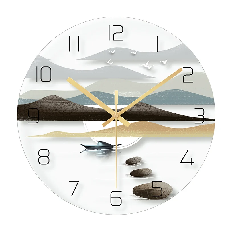 Скандинавские круговые креативные простые индивидуальность современная мода Бытовая Гостиная тихие электронные кварцевые наручные часы - Цвет: landscape